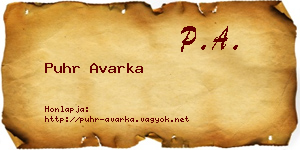 Puhr Avarka névjegykártya